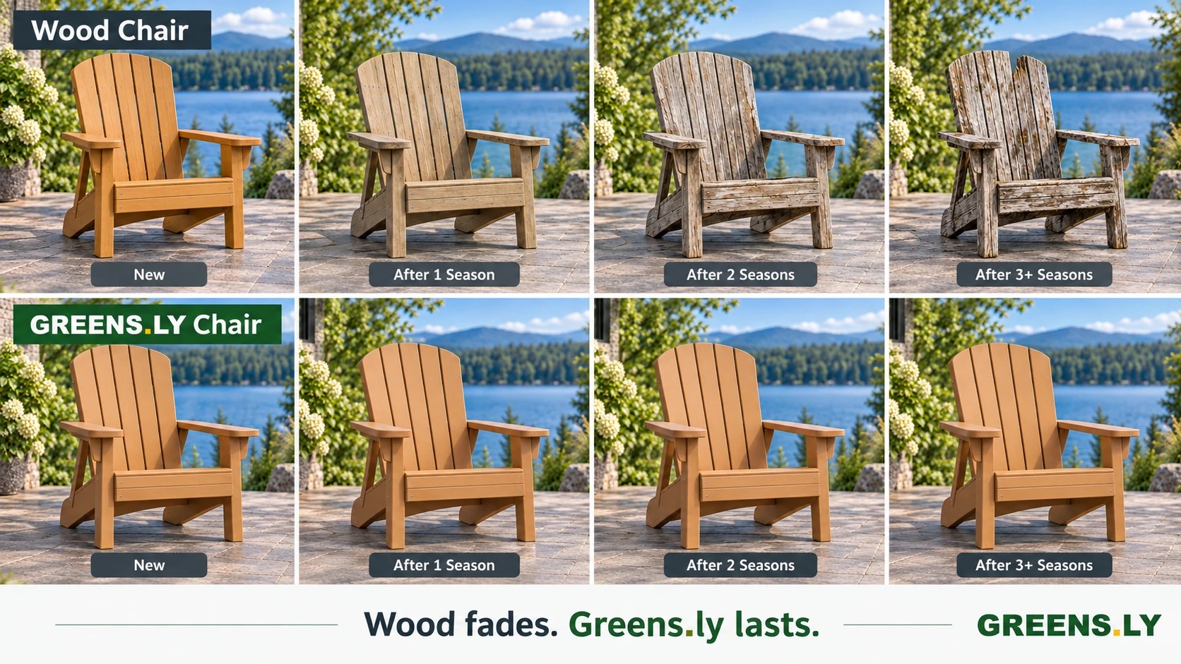 A wood chair and a Greens.ly chair over three seasons