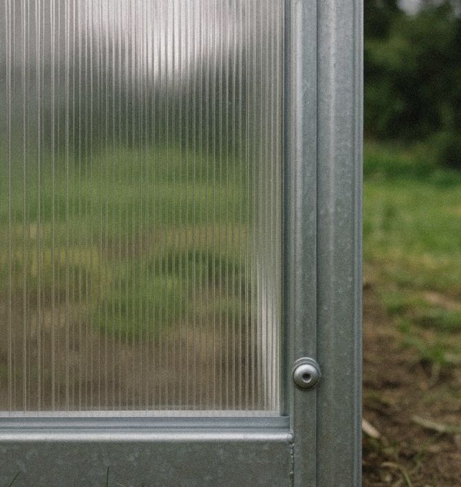Close-up of twin-wall polycarbonate panels